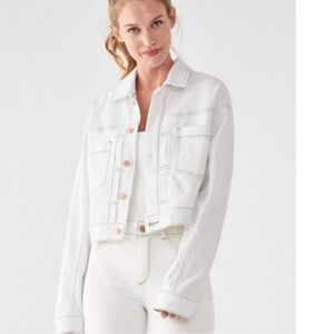 NWTs DL1961 white Annie relaxed vintage crop denim jacket Large